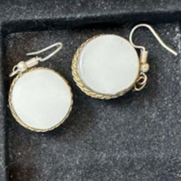 White Dangle Earrings, Statement Bohemian Earrings, Tribal Earrings, Dangle-Dang - Picture 3 of 6